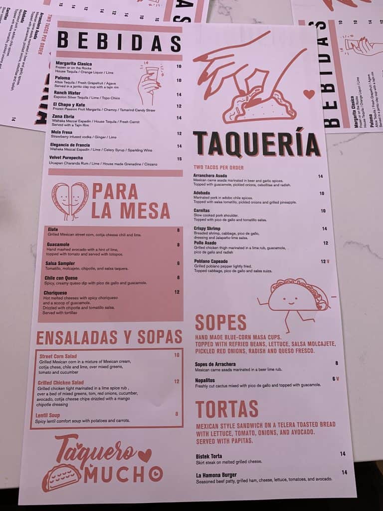 Taquero Mucho Menu Austin Texas