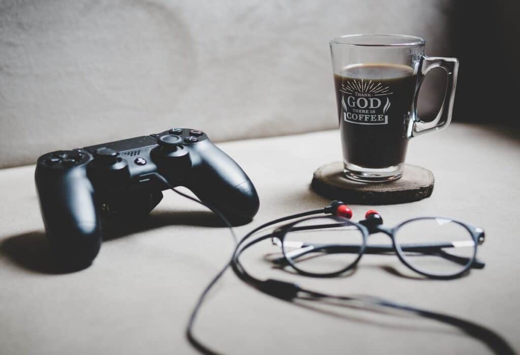 Coffee and a PS4 controller