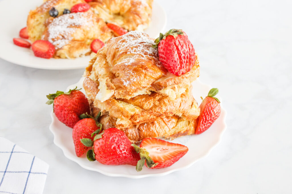 Croissant-French-Toast-Bake-Strawberries-blueberries