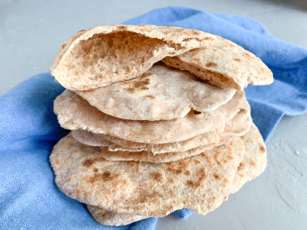 One stack of sourdough discard pita