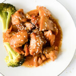 sesame chicken made in the Crockpot with broccoli