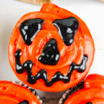 top view of Halloween jack-o-lantern cupcakes