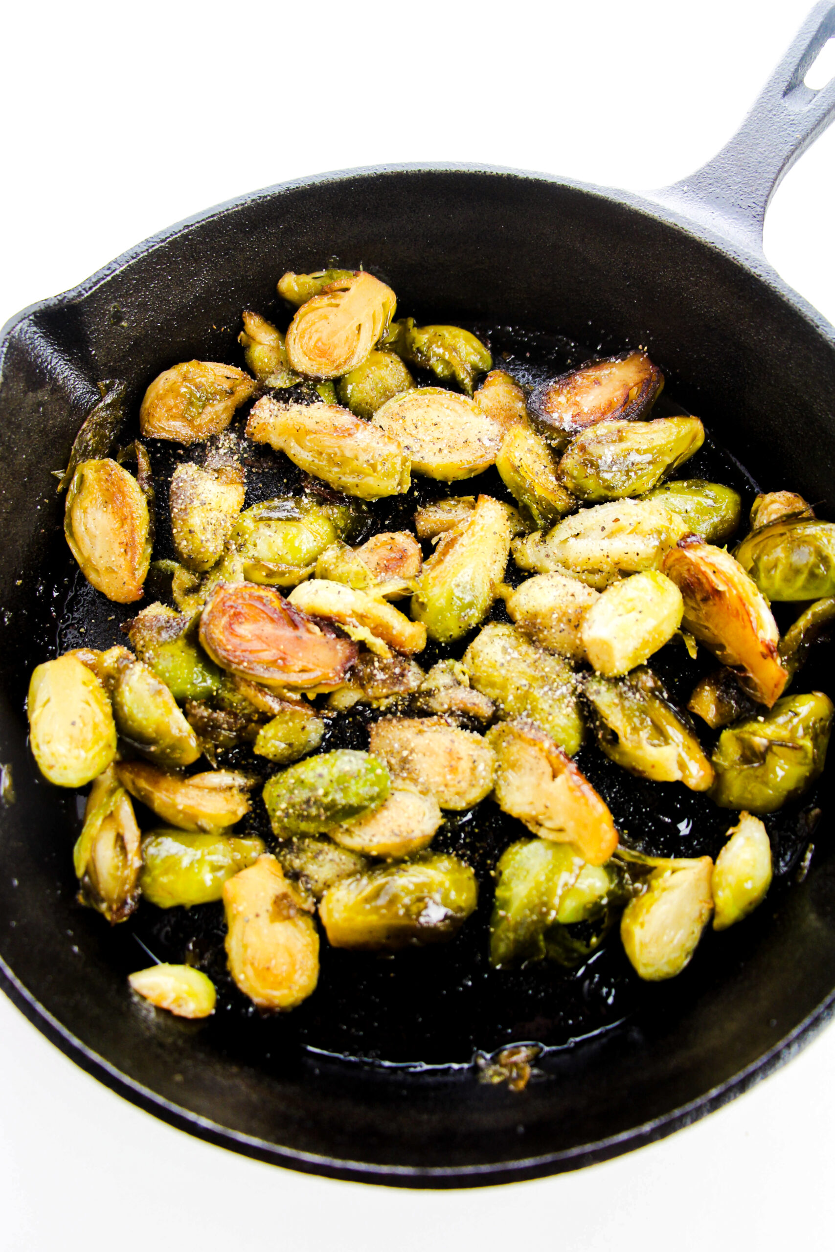 Pan Roasted Brussel Sprouts - The Happy Mustard Seed