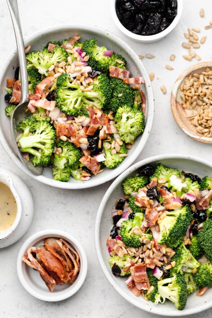 broccoli salad in a bowl.